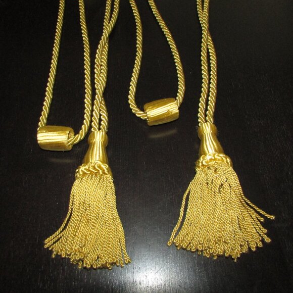 Gold Silky Curtain Tie Back Tassels - Picture 2 of 8